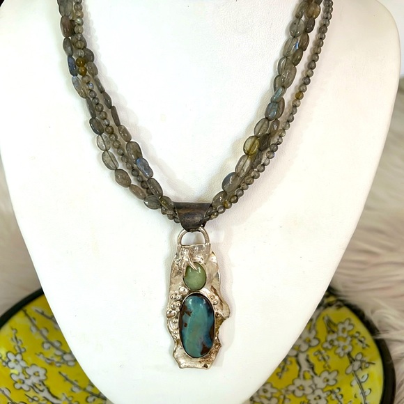 B. Marie Handmade Sterling and Turquoise Beaded Necklace